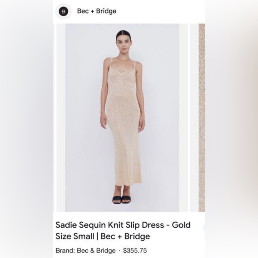 Bec + Bridge Sadie Sequin Knit Slip Dress Gold